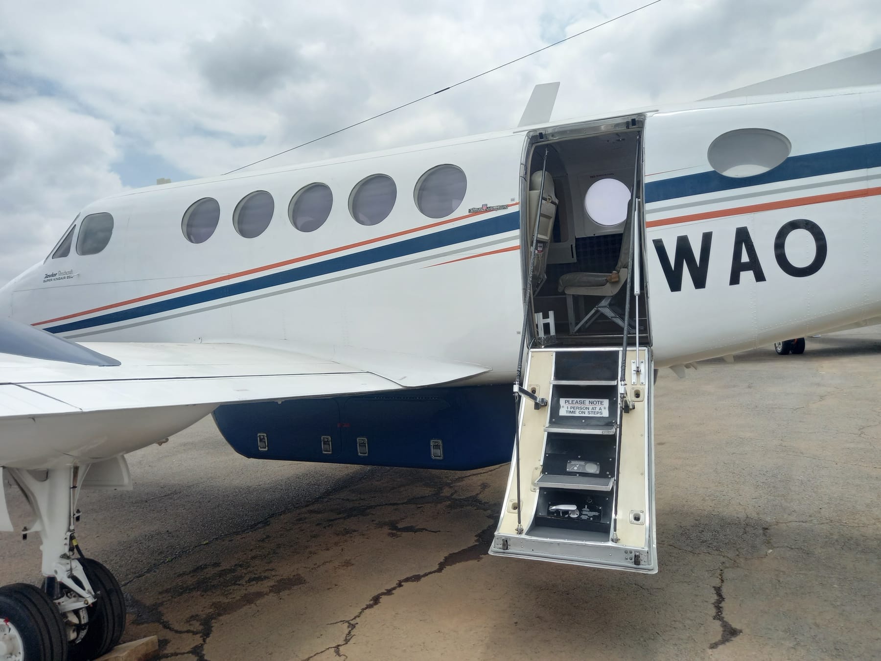 Airstair door open on a Westwind Aviation King Air